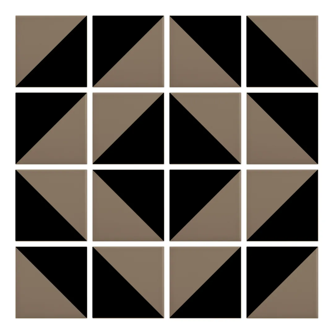 Patrón 5 de colocación de Azulejo Trigone Color 10x10 Marrón Piedra Mate