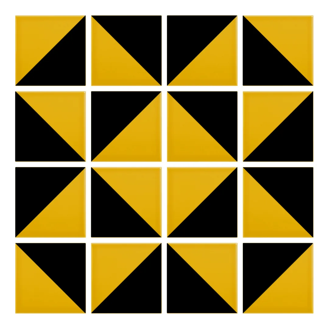 Patrón 3 de colocación de Azulejo Trigone Color 10x10 Mostaza Brillo