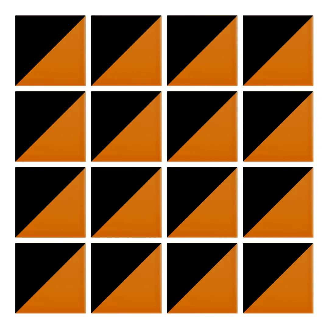 Patrón 1 de colocación de Azulejo Trigone Color 10x10 Naranja Brillo