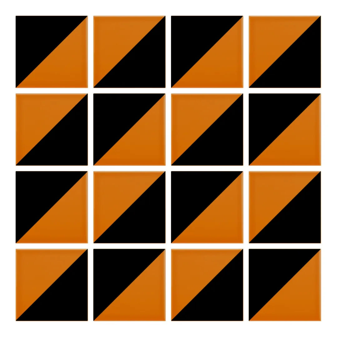 Patrón 2 de colocación de Azulejo Trigone Color 10x10 Naranja Brillo