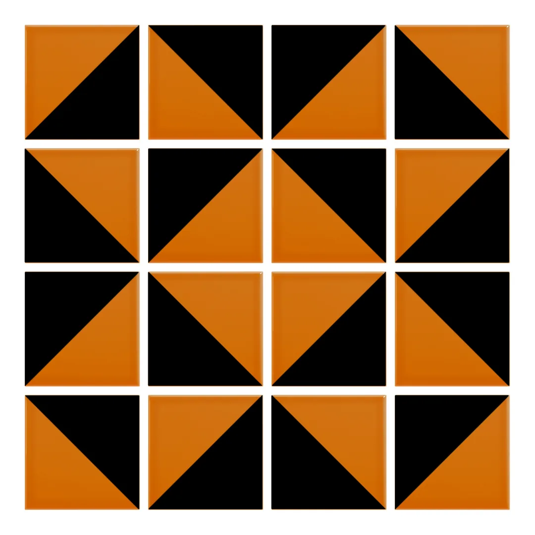 Patrón 3 de colocación de Azulejo Trigone Color 10x10 Naranja Brillo