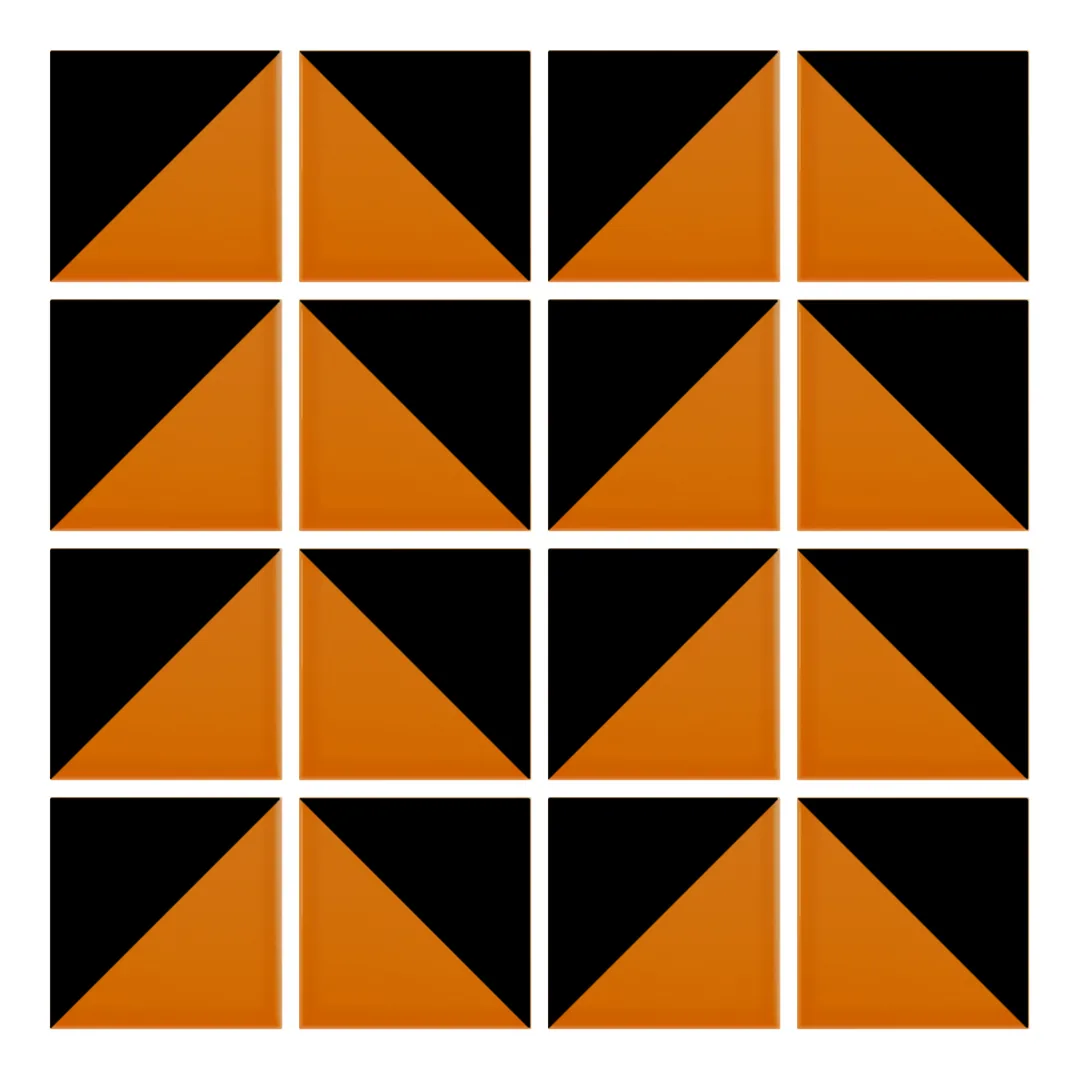 Patrón 6 de colocación de Azulejo Trigone Color 10x10 Naranja Brillo