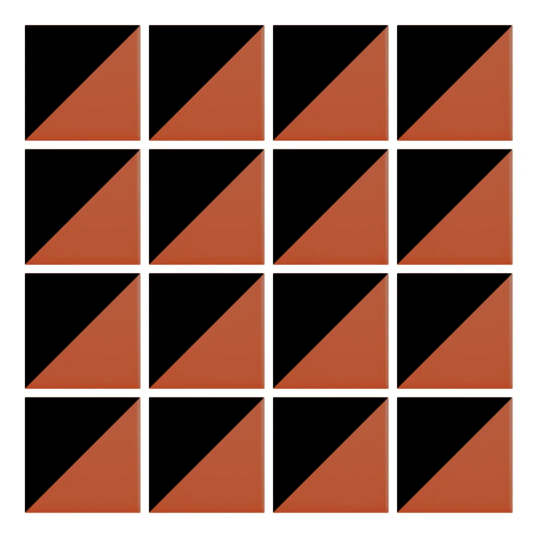 Patrón 1 de colocación de Azulejo Trigone Color 10x10 Naranja Coral Mate
