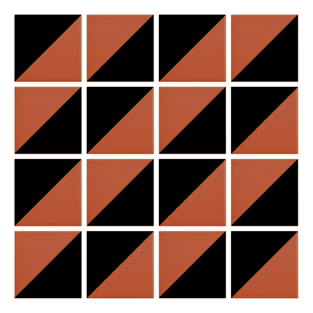 Patrón 2 de colocación de Azulejo Trigone Color 10x10 Naranja Coral Mate