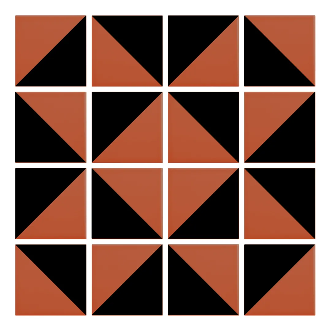 Patrón 3 de colocación de Azulejo Trigone Color 10x10 Naranja Coral Mate