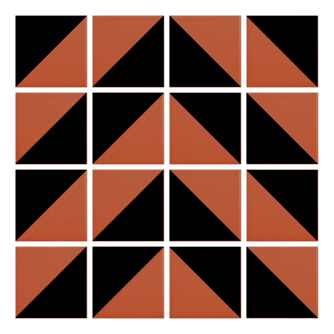Patrón 4 de colocación de Azulejo Trigone Color 10x10 Naranja Coral Mate