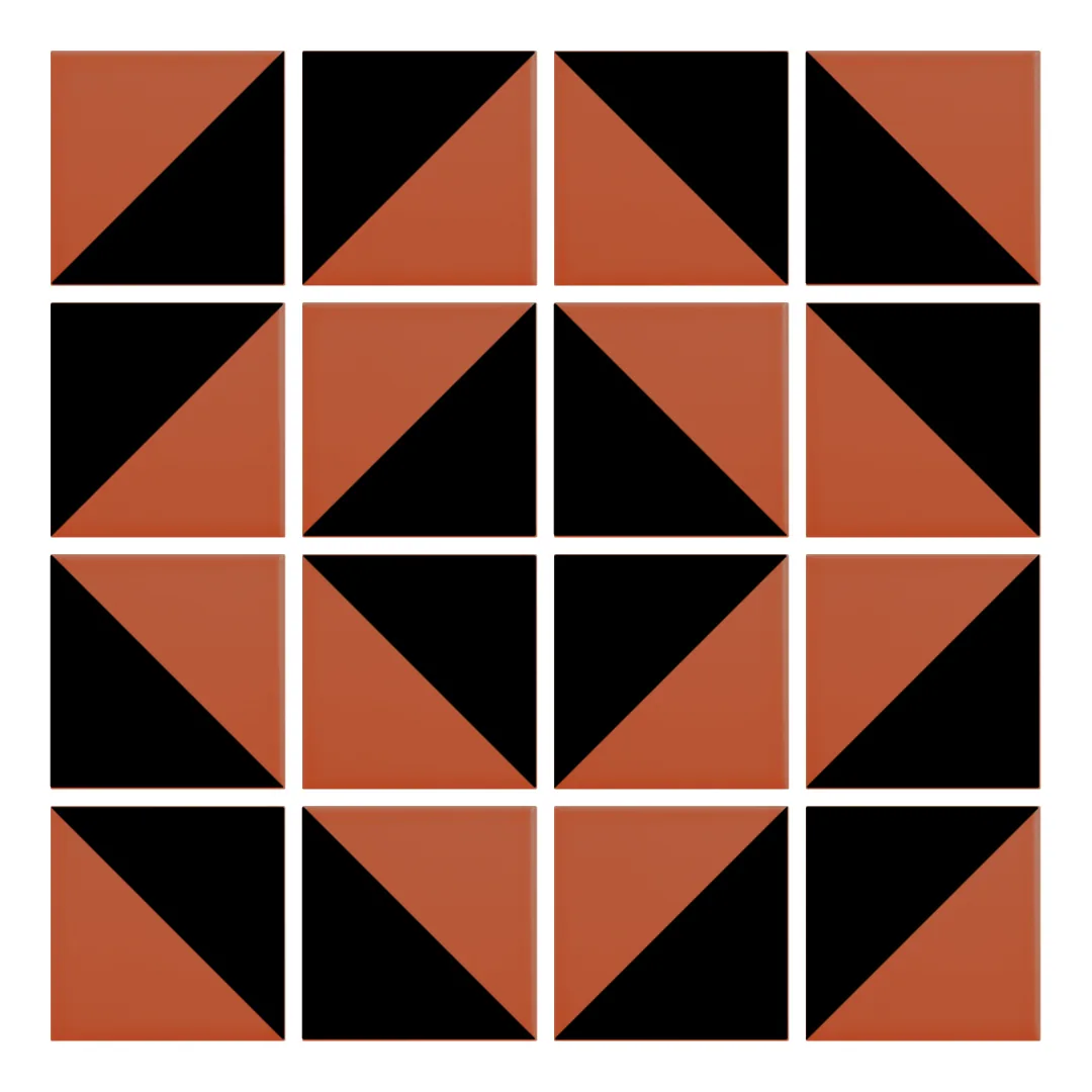 Patrón 5 de colocación de Azulejo Trigone Color 10x10 Naranja Coral Mate