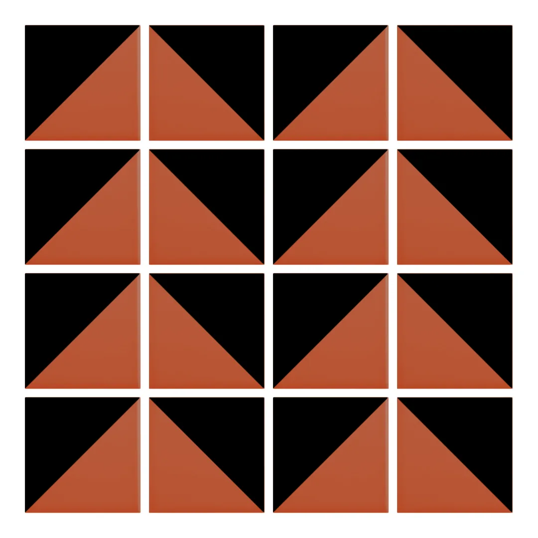 Patrón 6 de colocación de Azulejo Trigone Color 10x10 Naranja Coral Mate