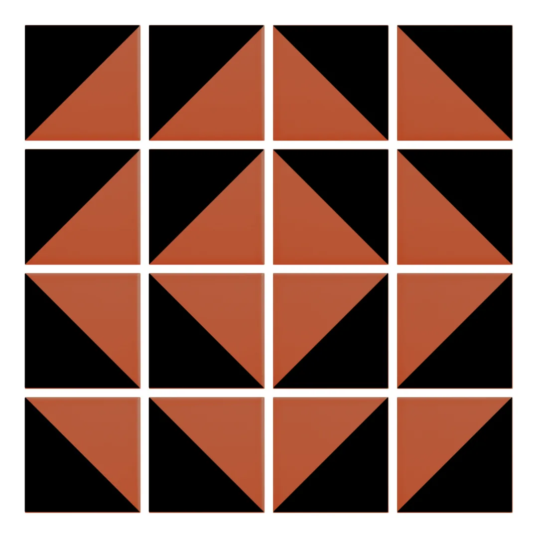Patrón 7 de colocación de Azulejo Trigone Color 10x10 Naranja Coral Mate
