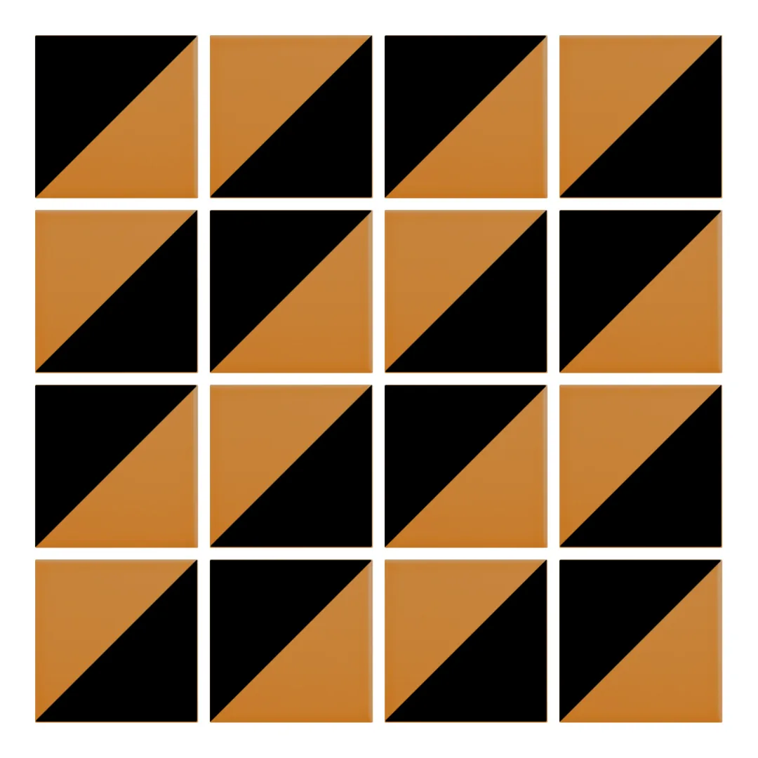 Patrón 2 de colocación de Azulejo Trigone Color 10x10 Naranja Mango Mate