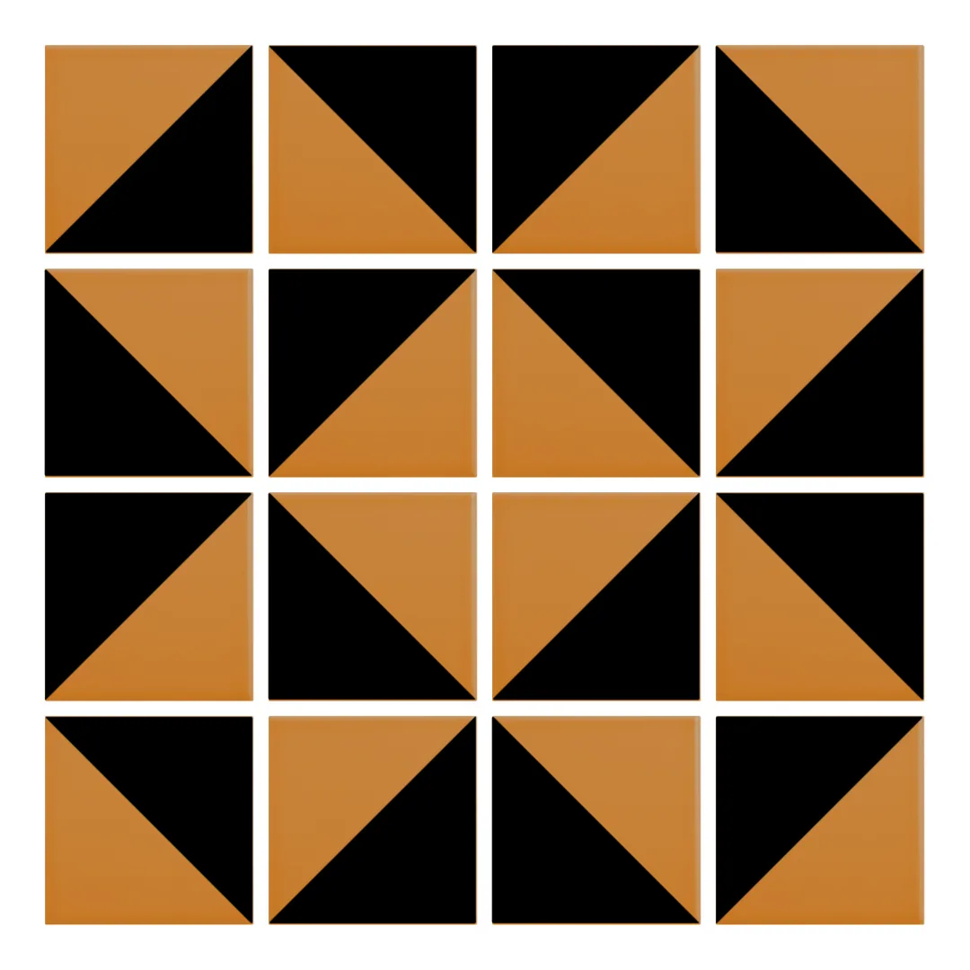 Patrón 3 de colocación de Azulejo Trigone Color 10x10 Naranja Mango Mate