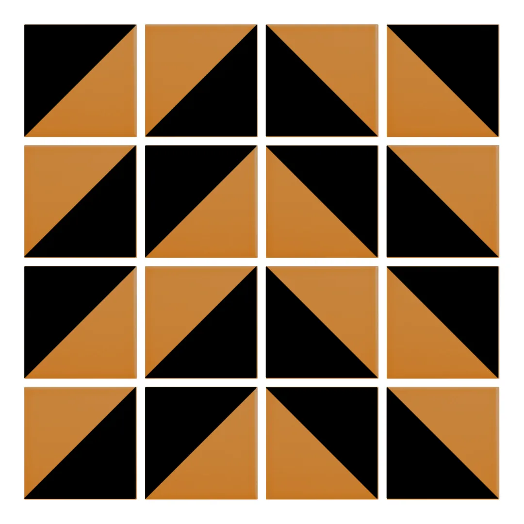 Patrón 4 de colocación de Azulejo Trigone Color 10x10 Naranja Mango Mate
