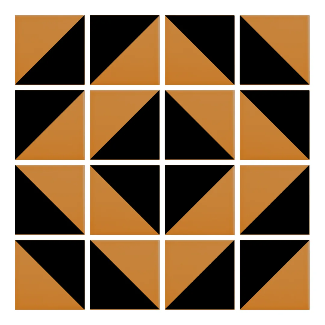 Patrón 5 de colocación de Azulejo Trigone Color 10x10 Naranja Mango Mate
