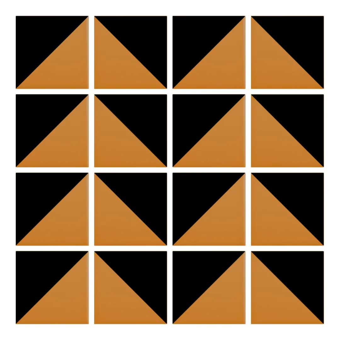Patrón 6 de colocación de Azulejo Trigone Color 10x10 Naranja Mango Mate