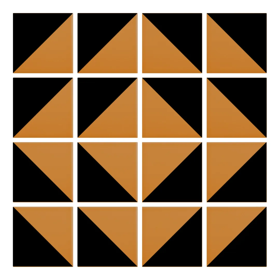 Patrón 7 de colocación de Azulejo Trigone Color 10x10 Naranja Mango Mate