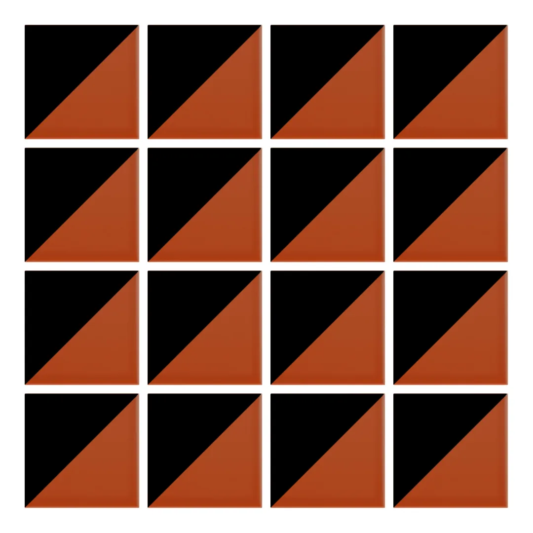 Patrón 1 de colocación de Azulejo Trigone Color 10x10 Naranja Oscuro Brillo