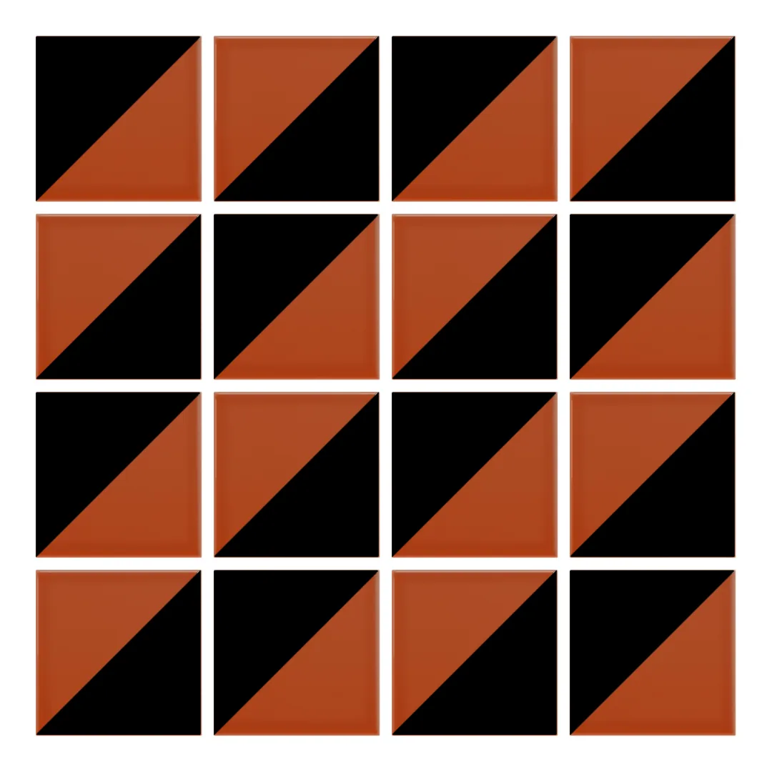 Patrón 2 de colocación de Azulejo Trigone Color 10x10 Naranja Oscuro Brillo