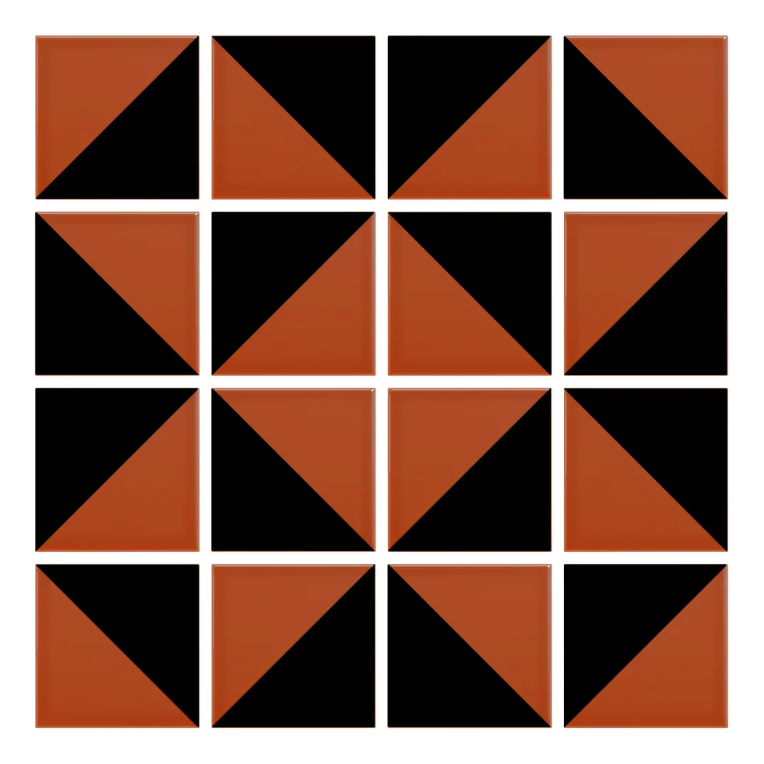 Patrón 3 de colocación de Azulejo Trigone Color 10x10 Naranja Oscuro Brillo
