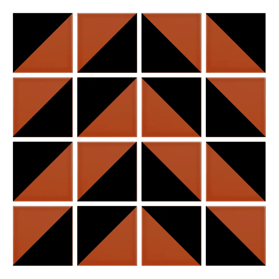Patrón 4 de colocación de Azulejo Trigone Color 10x10 Naranja Oscuro Brillo