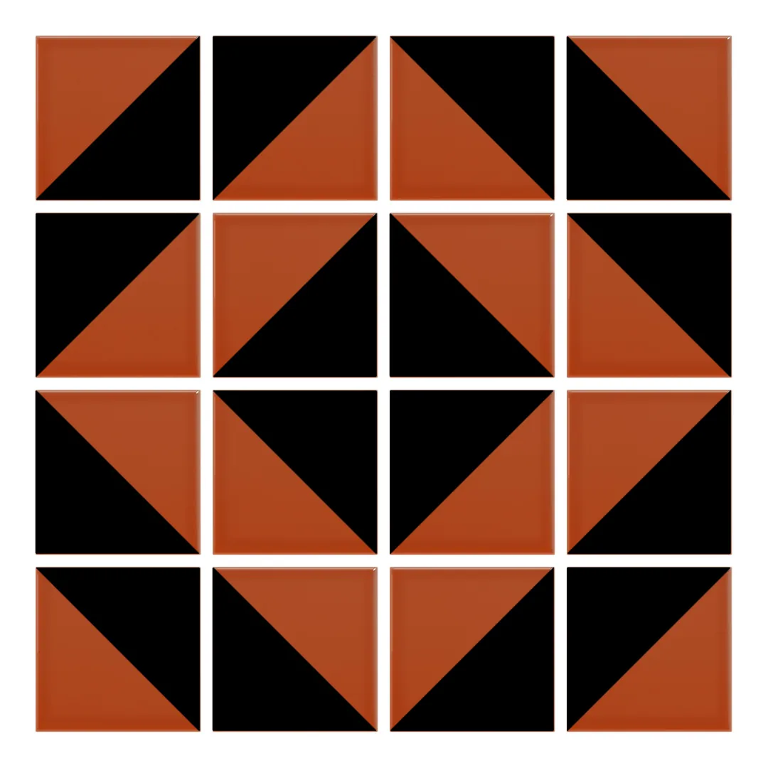 Patrón 5 de colocación de Azulejo Trigone Color 10x10 Naranja Oscuro Brillo