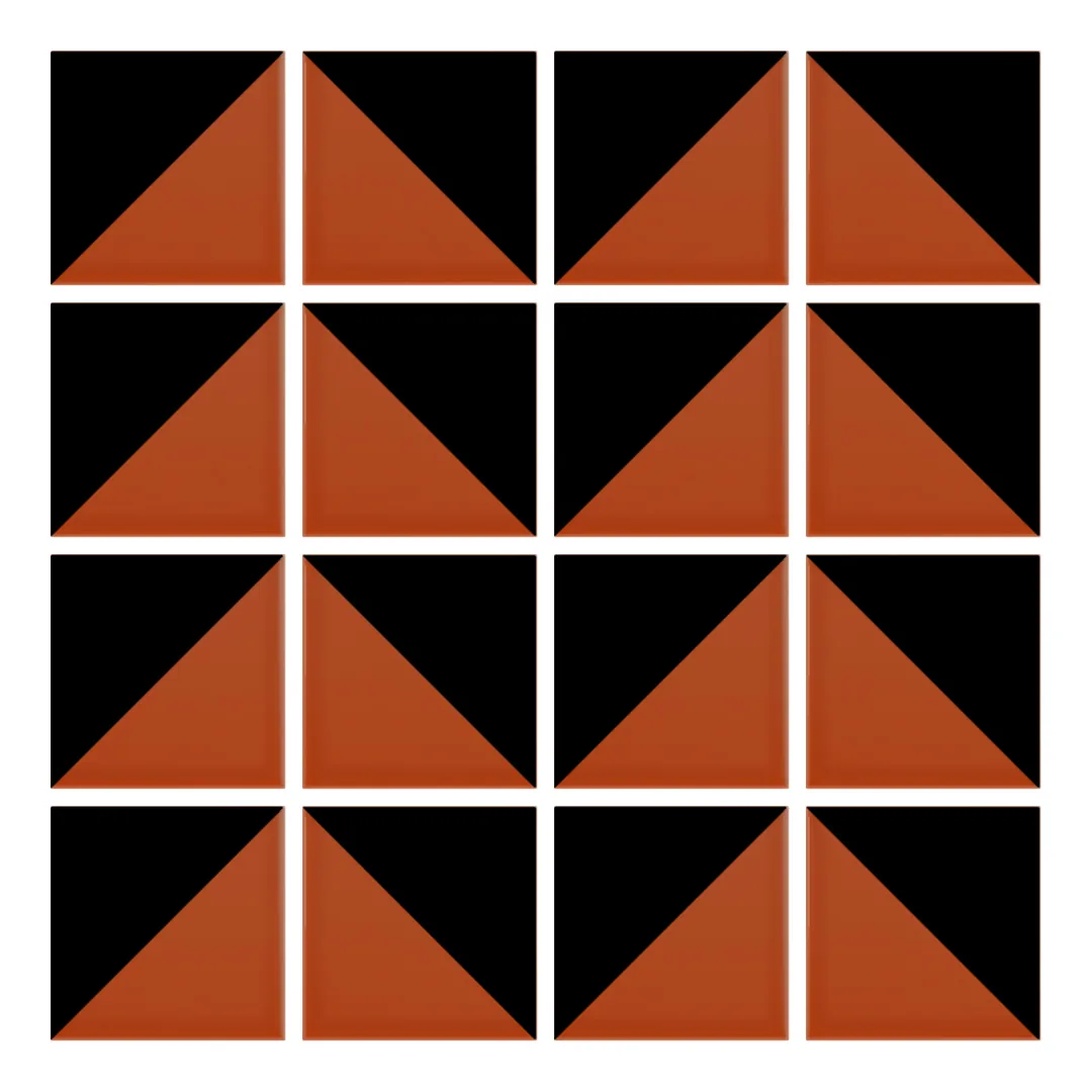 Patrón 6 de colocación de Azulejo Trigone Color 10x10 Naranja Oscuro Brillo