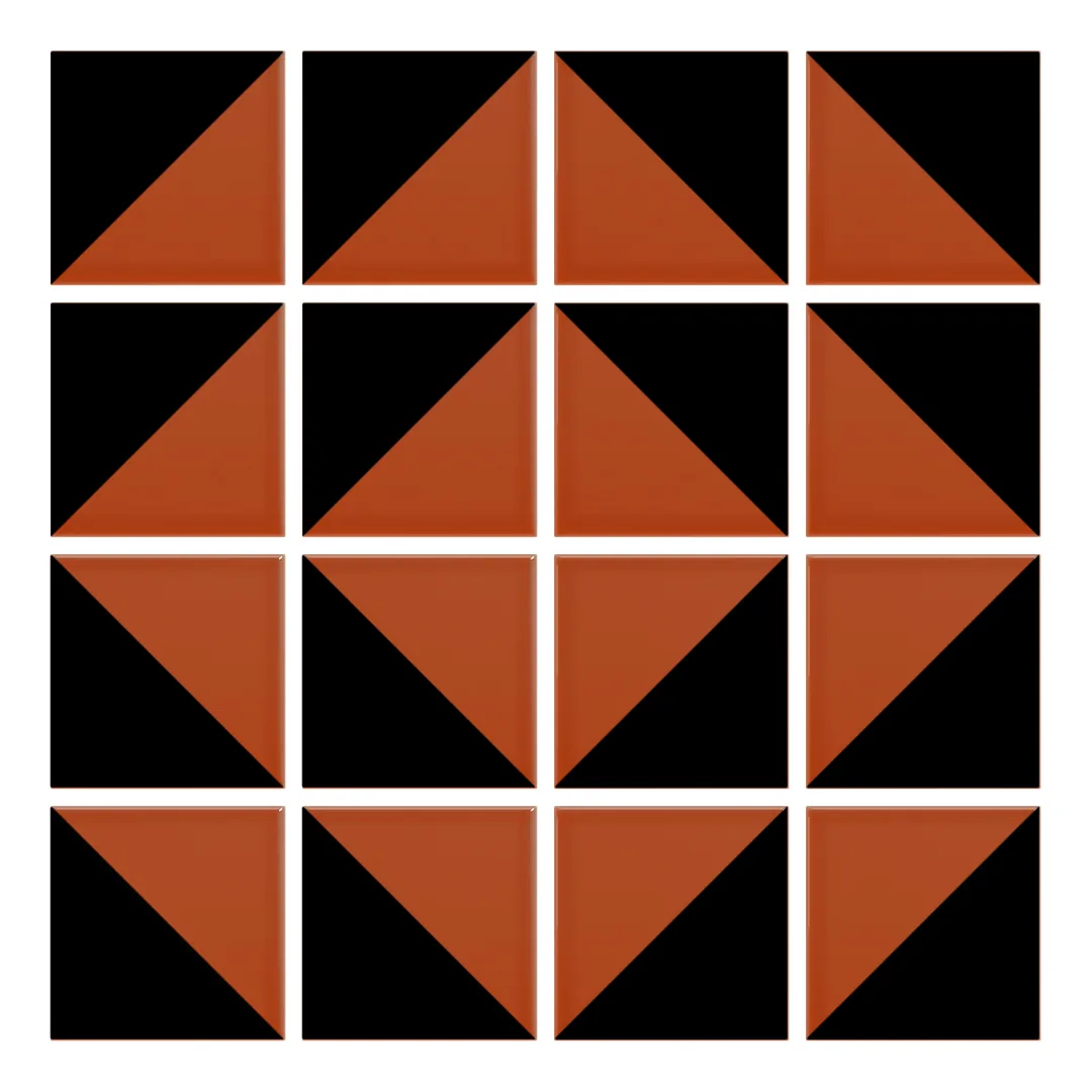 Patrón 7 de colocación de Azulejo Trigone Color 10x10 Naranja Oscuro Brillo