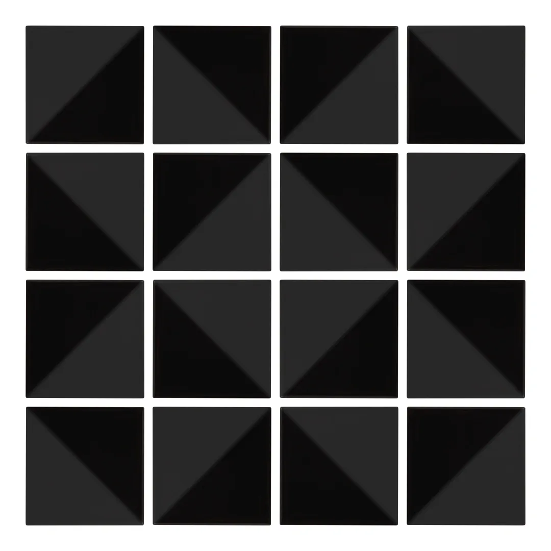 Patrón 3 de colocación de Azulejo Trigone Color 10x10 Negro Brillo
