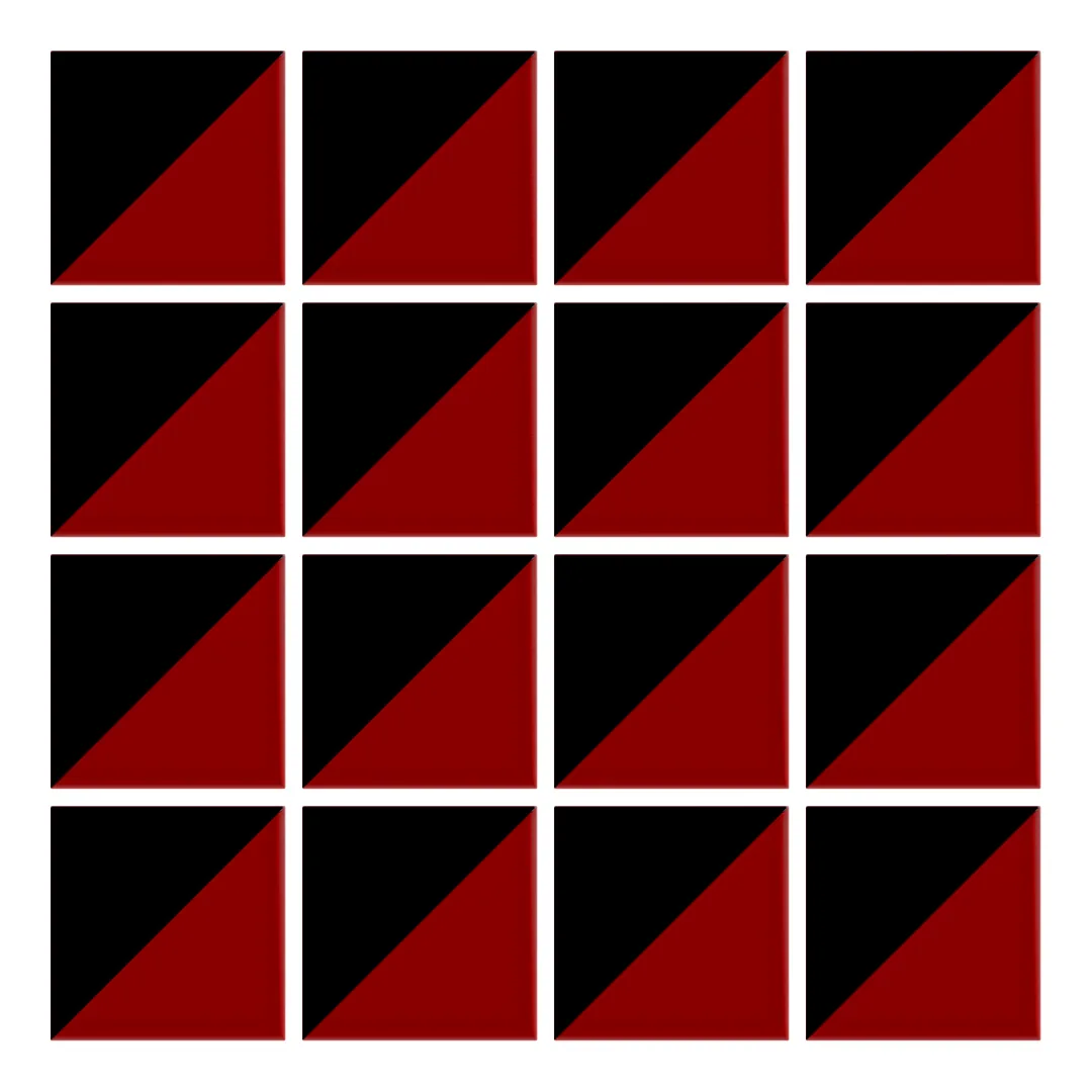 Patrón 1 de colocación de Azulejo Trigone Color 10x10 Rojo Brillo