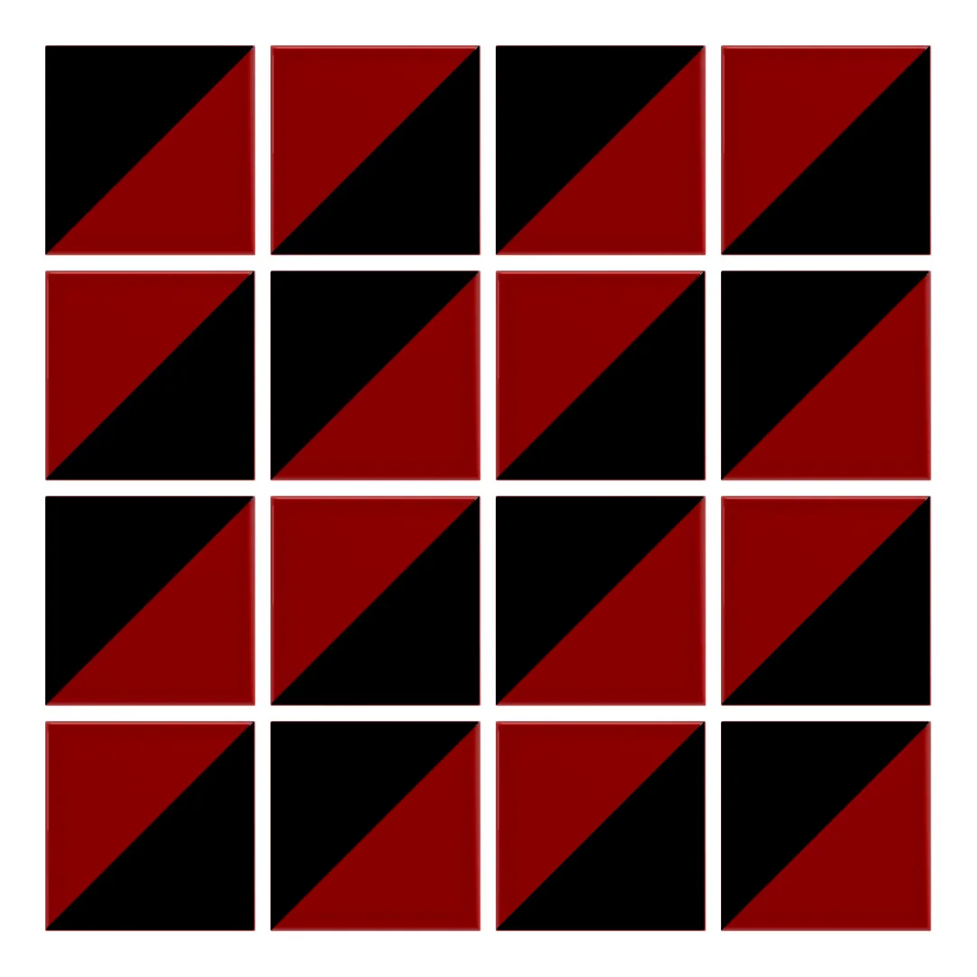 Patrón 2 de colocación de Azulejo Trigone Color 10x10 Rojo Brillo