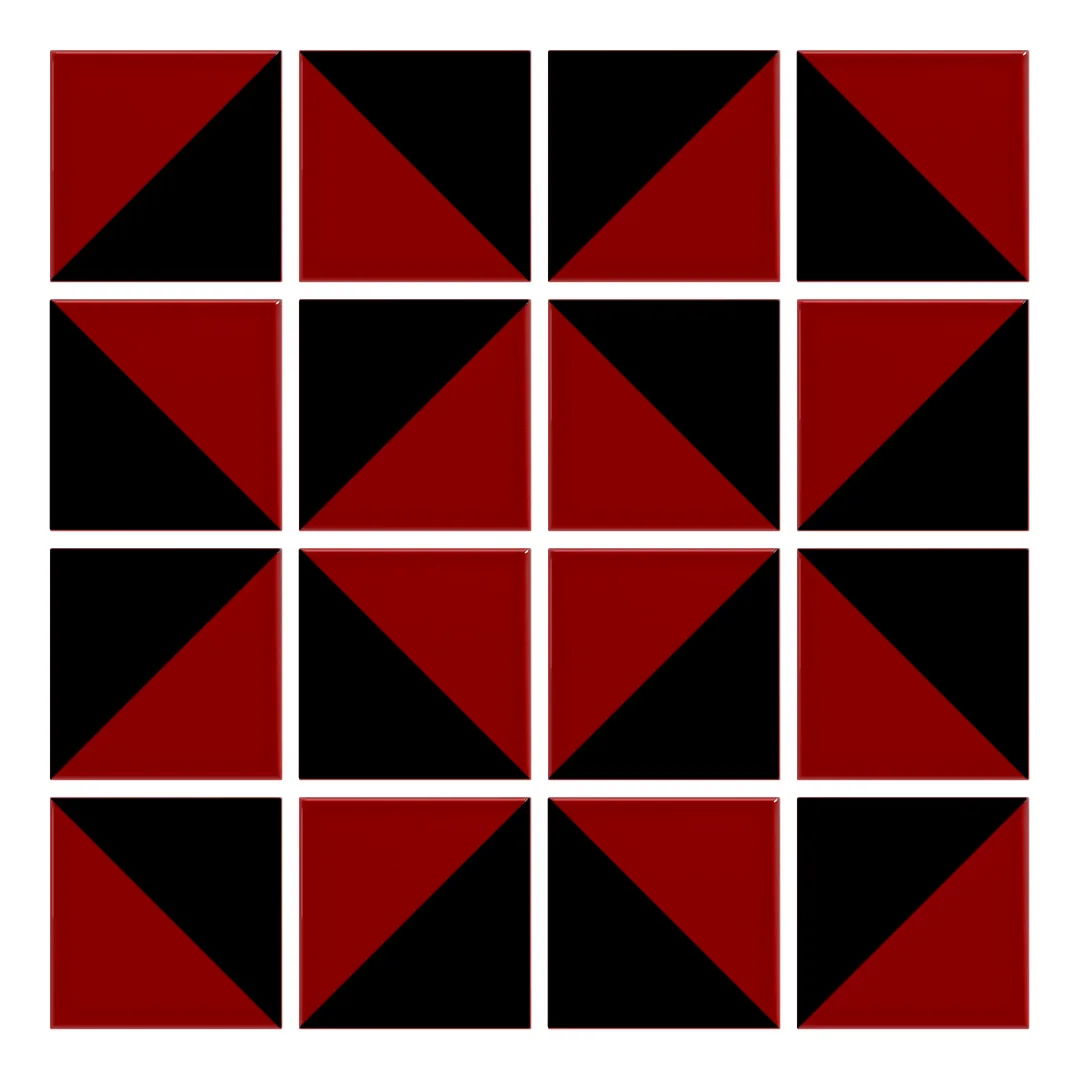 Patrón 3 de colocación de Azulejo Trigone Color 10x10 Rojo Brillo