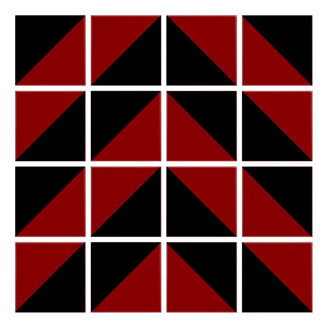 Patrón 4 de colocación de Azulejo Trigone Color 10x10 Rojo Brillo