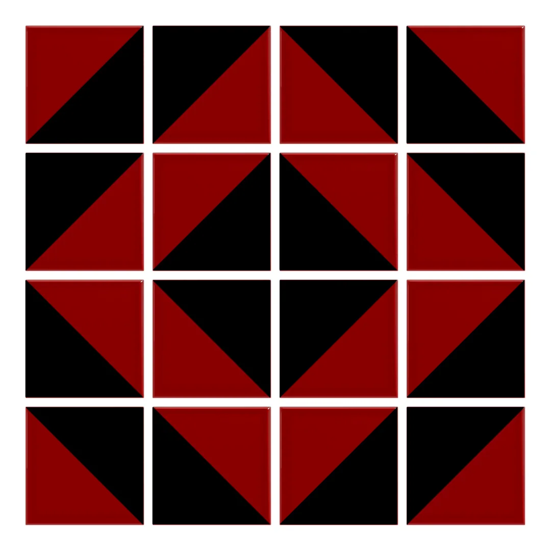 Patrón 5 de colocación de Azulejo Trigone Color 10x10 Rojo Brillo