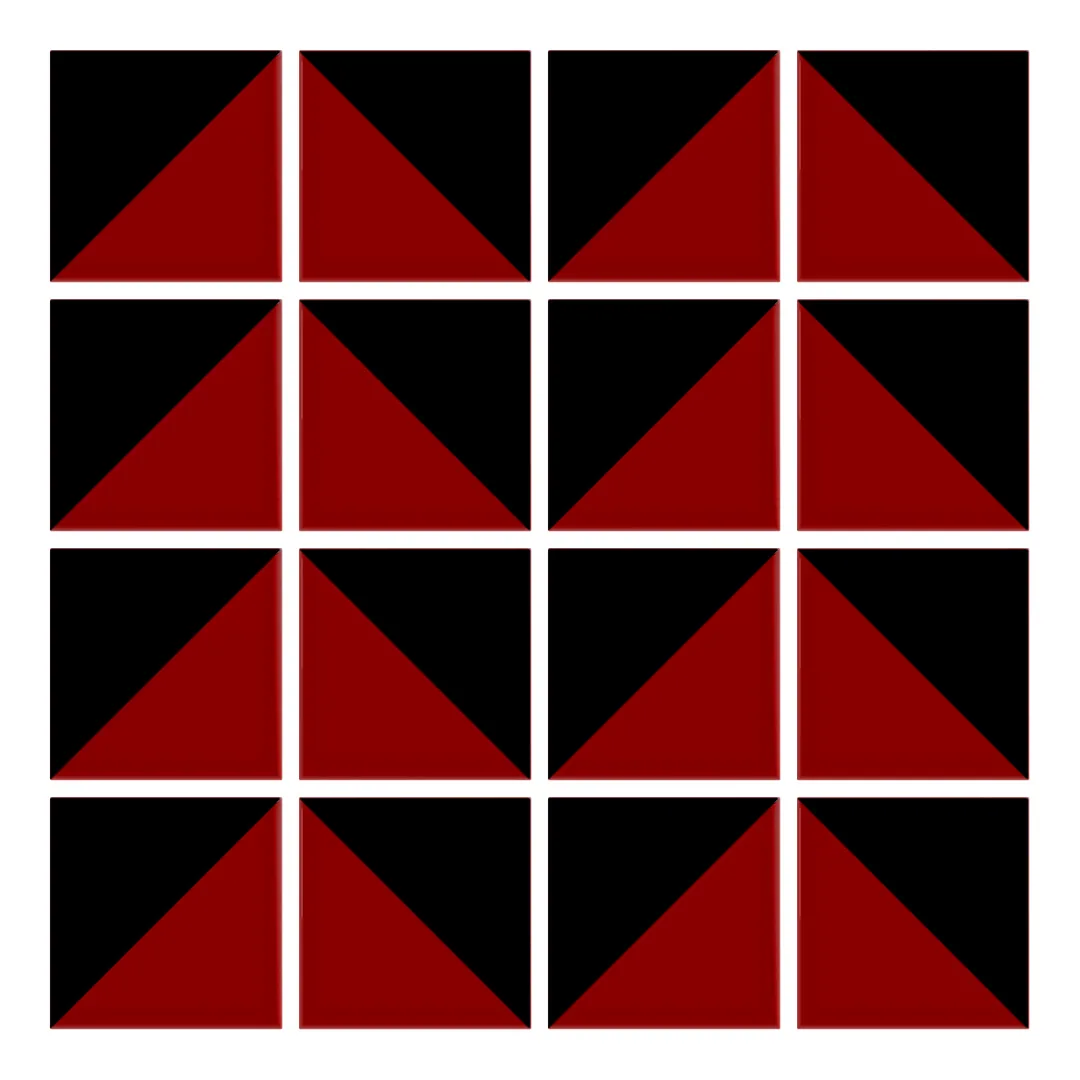 Patrón 6 de colocación de Azulejo Trigone Color 10x10 Rojo Brillo