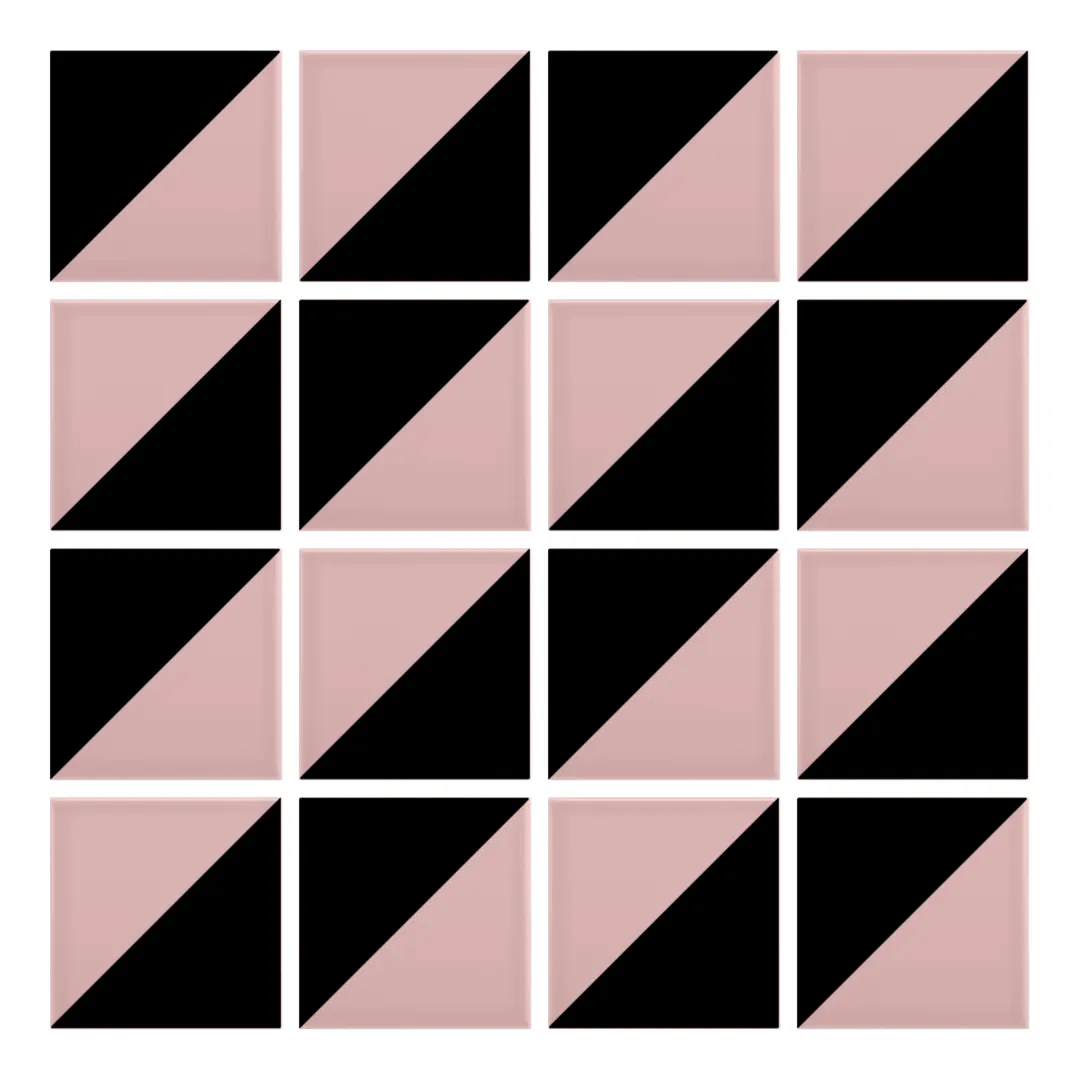 Patrón 2 de colocación de Azulejo Trigone Color 10x10 Rosa Brillo