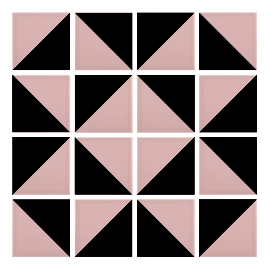 Patrón 3 de colocación de Azulejo Trigone Color 10x10 Rosa Brillo