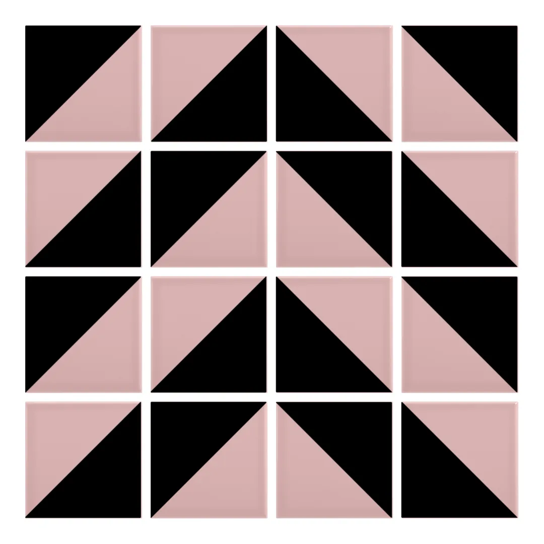 Patrón 4 de colocación de Azulejo Trigone Color 10x10 Rosa Brillo