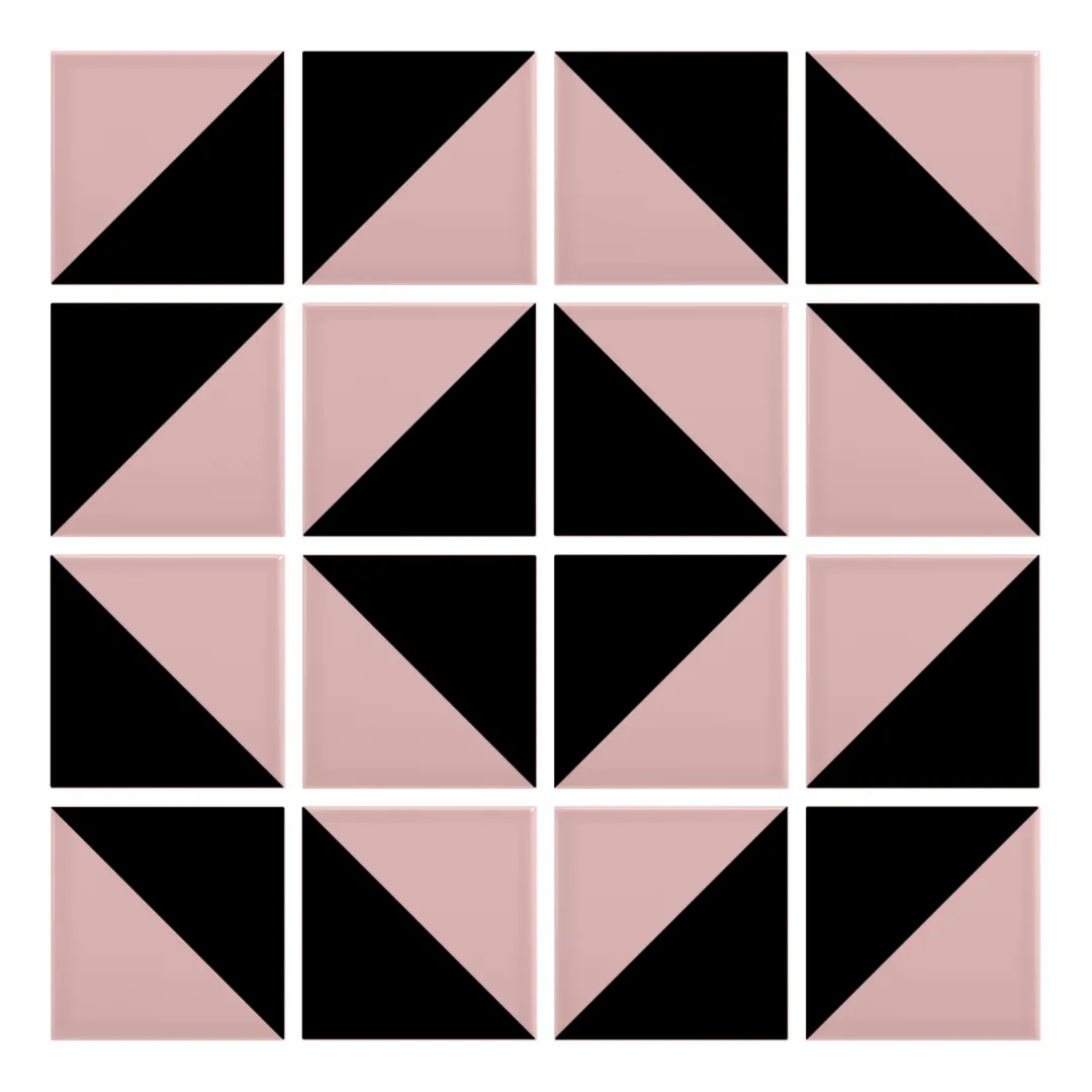 Patrón 5 de colocación de Azulejo Trigone Color 10x10 Rosa Brillo