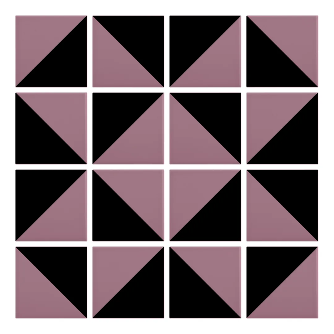 Patrón 3 de colocación de Azulejo Trigone Color 10x10 Rosa Malva Mate