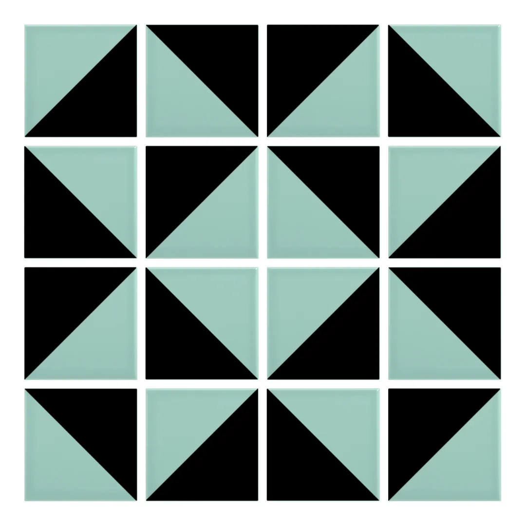 Patrón 3 de colocación de Azulejo Trigone Color 10x10 Verde Agua Brillo