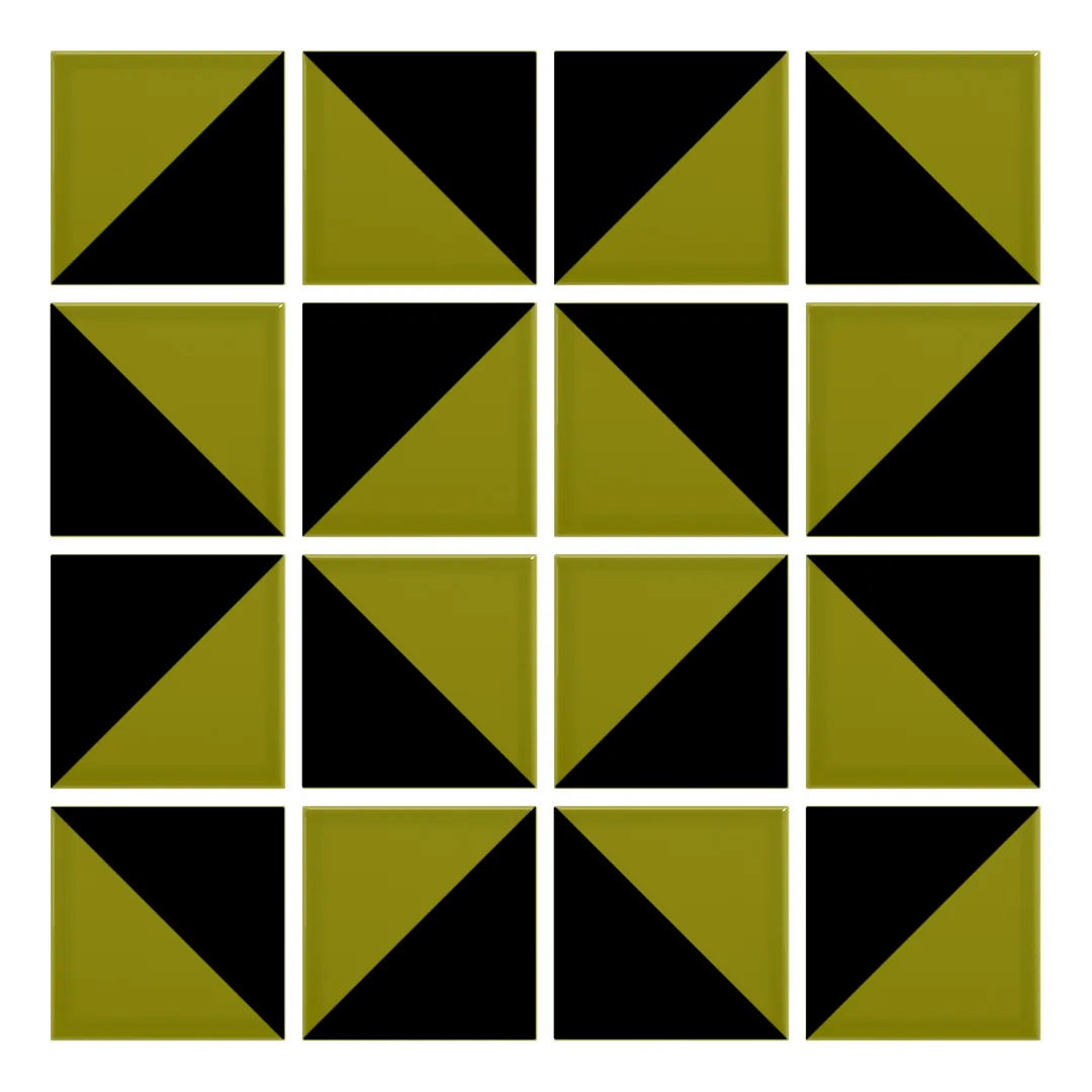 Patrón 3 de colocación de Azulejo Trigone Color 10x10 Verde Aguacate Brillo
