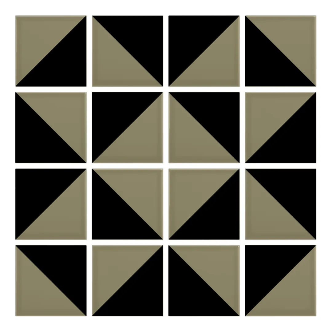 Patrón 3 de colocación de Azulejo Trigone Color 10x10 Verde Brillo
