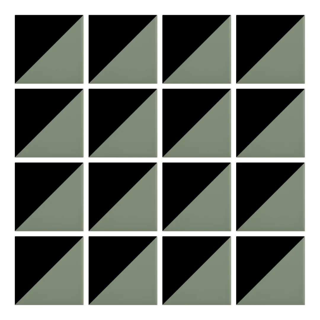 Patrón 1 de colocación de Azulejo Trigone Color 10x10 Verde Caqui Mate