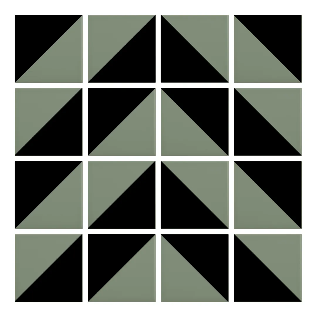 Patrón 4 de colocación de Azulejo Trigone Color 10x10 Verde Caqui Mate