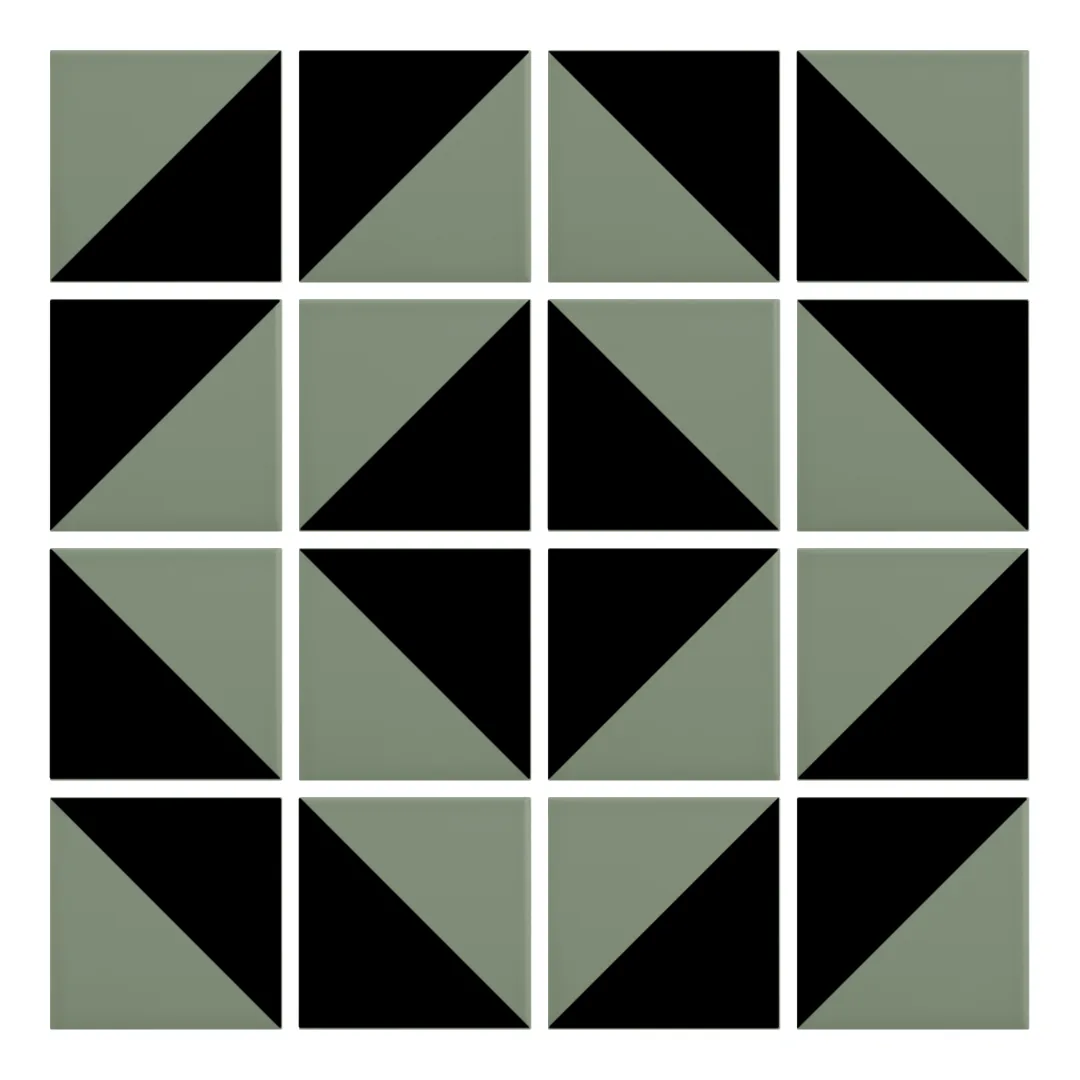 Patrón 5 de colocación de Azulejo Trigone Color 10x10 Verde Caqui Mate