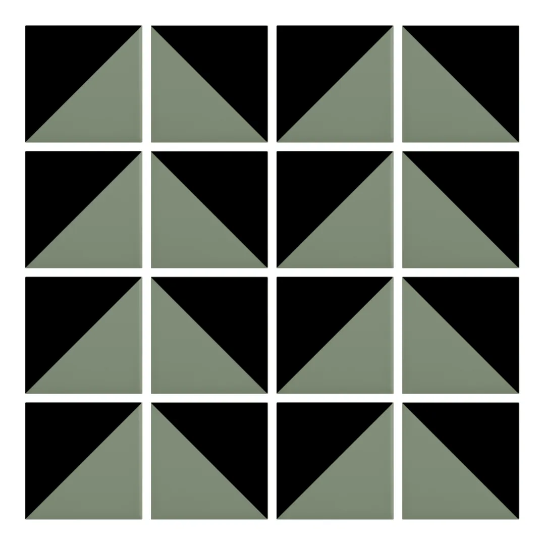 Patrón 6 de colocación de Azulejo Trigone Color 10x10 Verde Caqui Mate