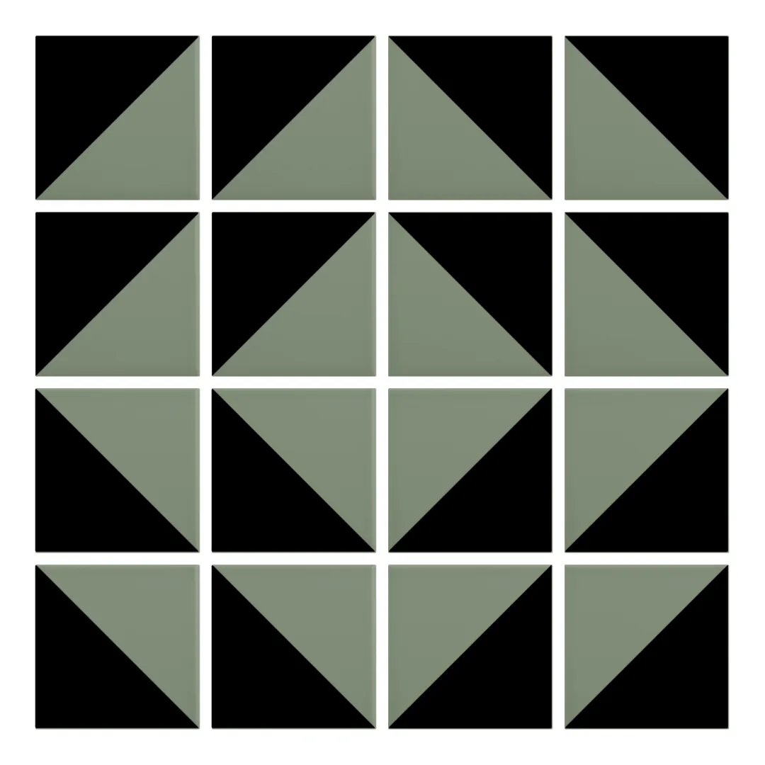Patrón 7 de colocación de Azulejo Trigone Color 10x10 Verde Caqui Mate