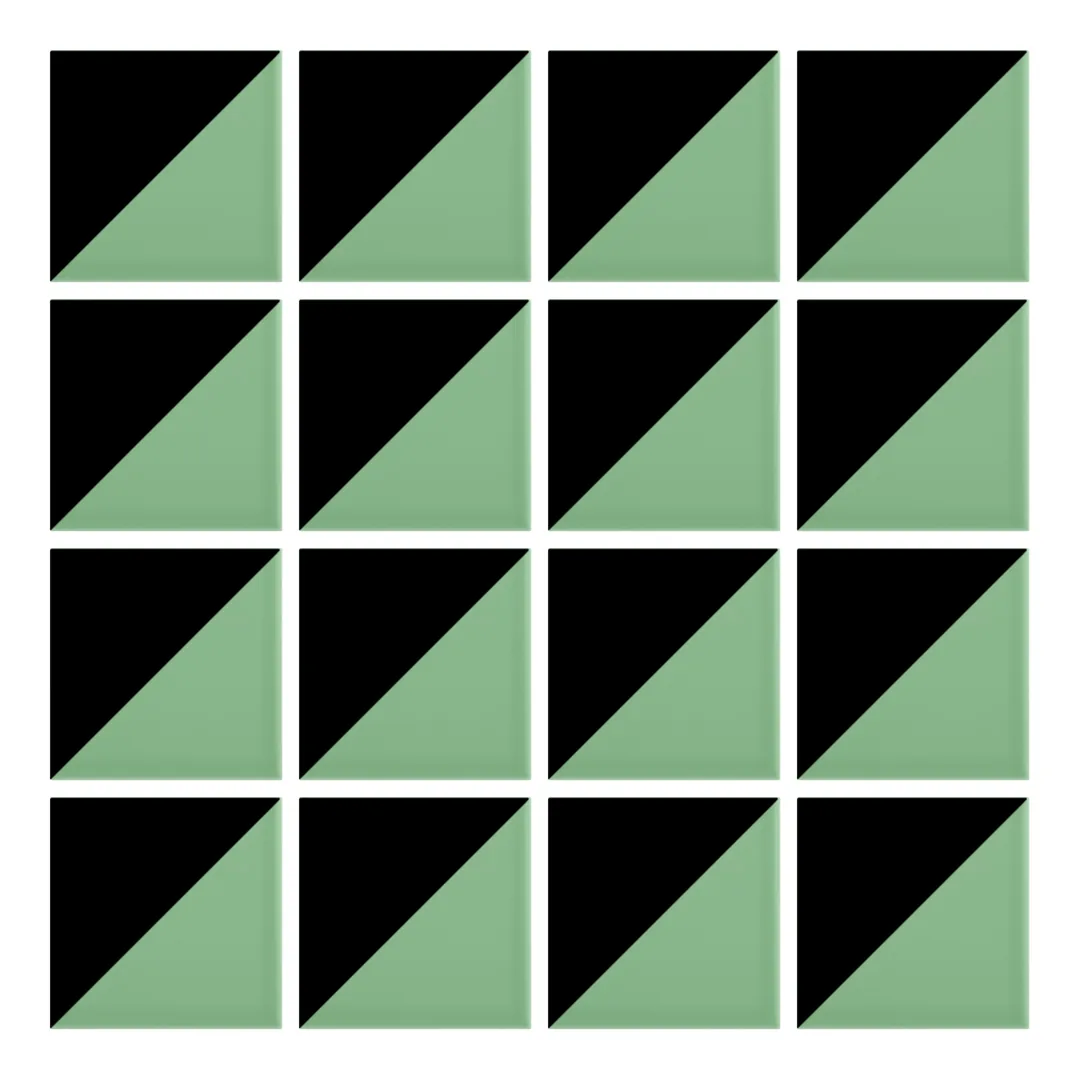 Patrón 1 de colocación de Azulejo Trigone Color 10x10 Verde Claro Brillo