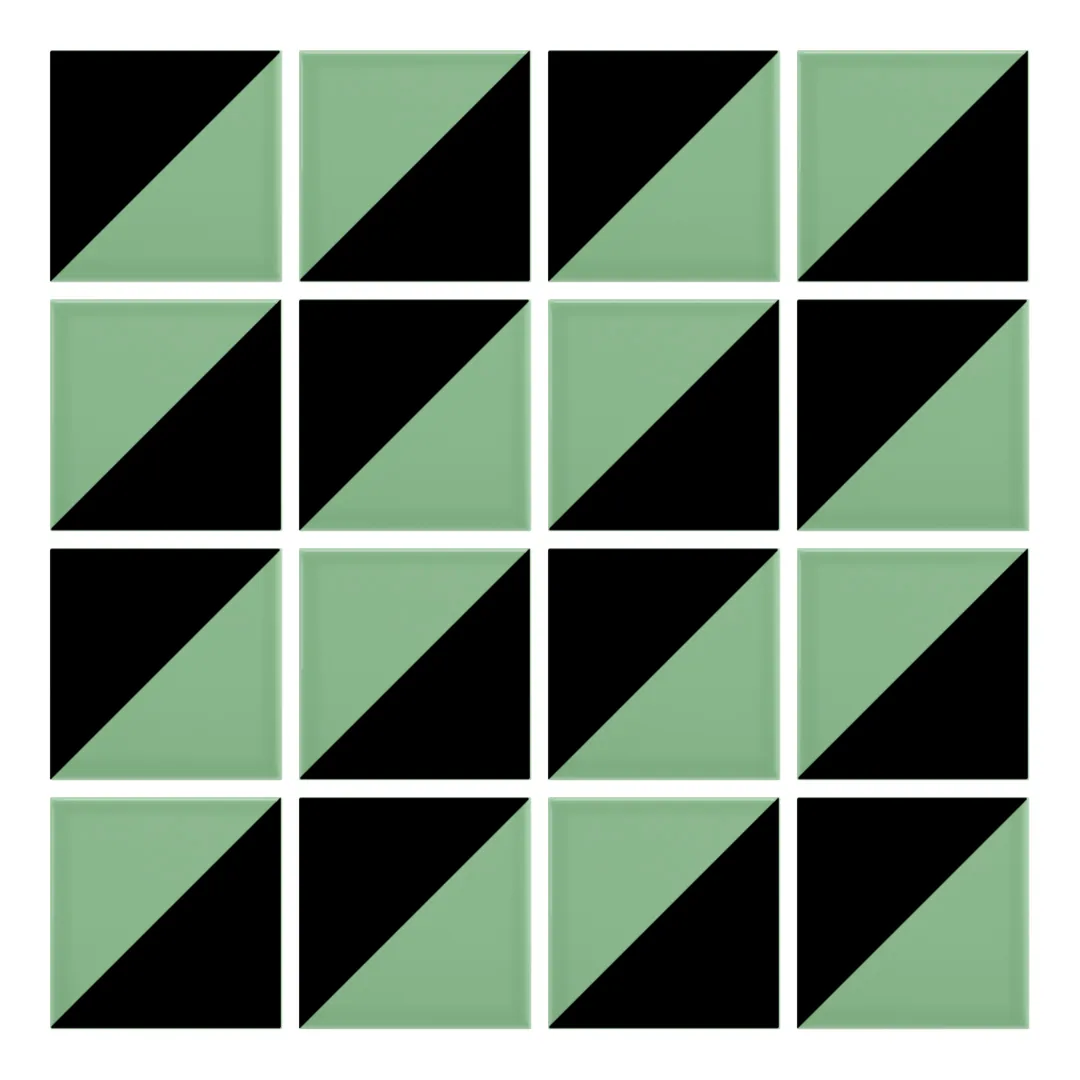 Patrón 2 de colocación de Azulejo Trigone Color 10x10 Verde Claro Brillo