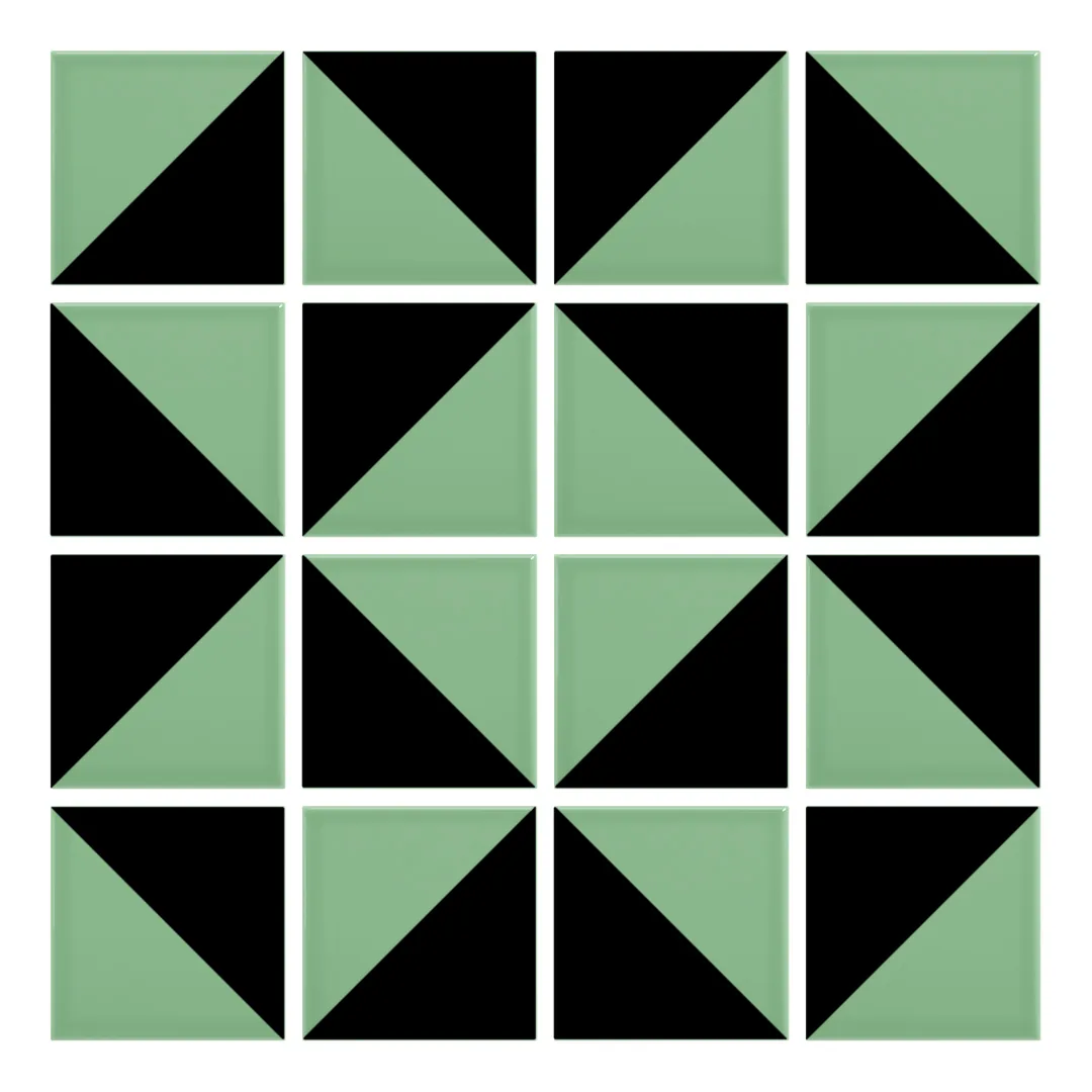 Patrón 3 de colocación de Azulejo Trigone Color 10x10 Verde Claro Brillo