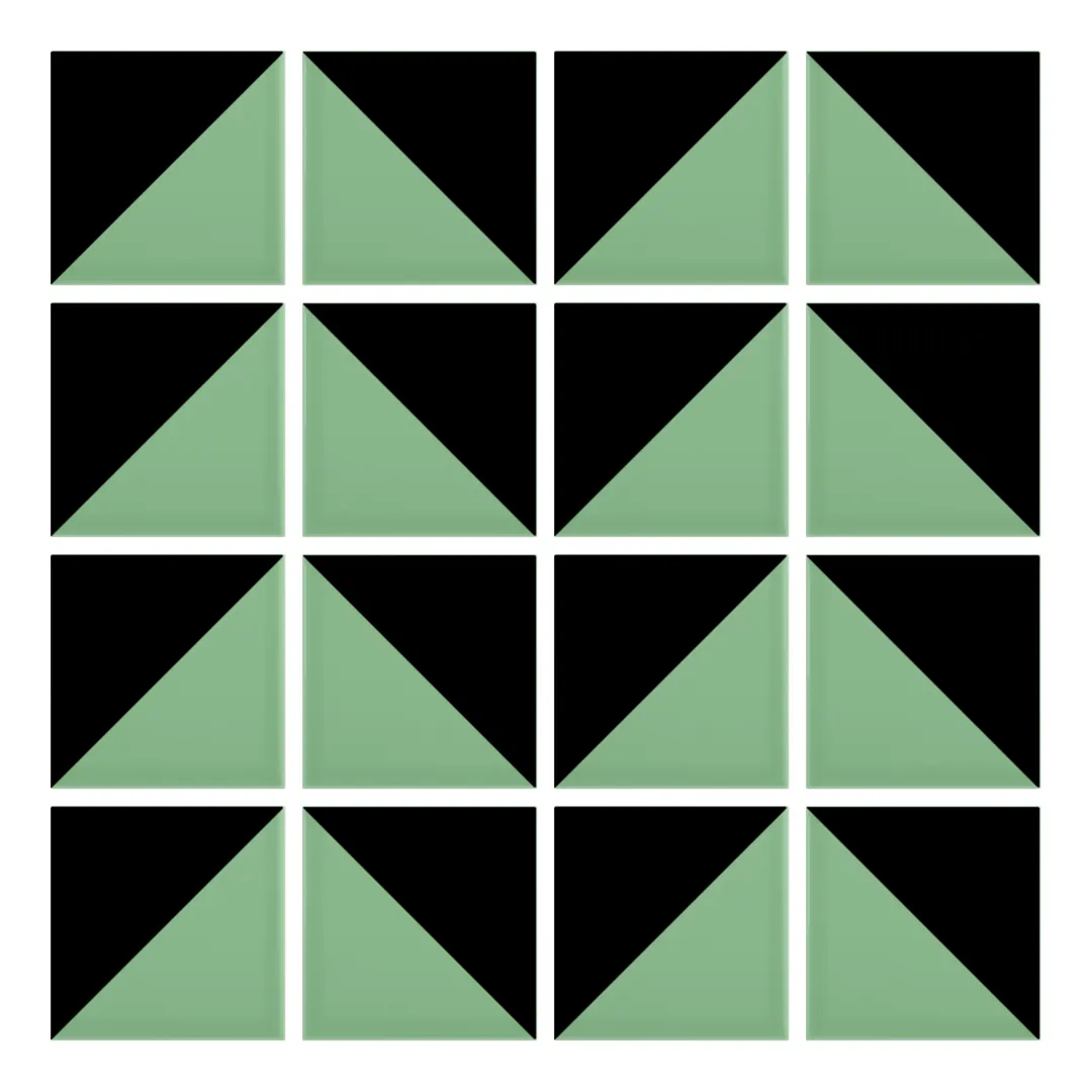 Patrón 6 de colocación de Azulejo Trigone Color 10x10 Verde Claro Brillo